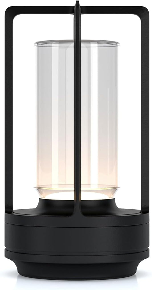Cordless Portable LED Table Lamp, Rechargeable Battery Operated Desk Lamp with Touch Sensor, 3-Way Dimmable Suitable for Bars/Cafes/Restaurants/Bedrooms/Camping (Black)