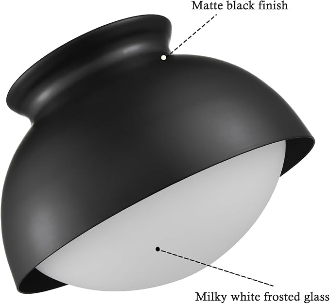 Moose Black Semi Flush Mount Ceiling Light Fixture Modern Ceiling Light for Bedroom Living Room Entryway Hallway