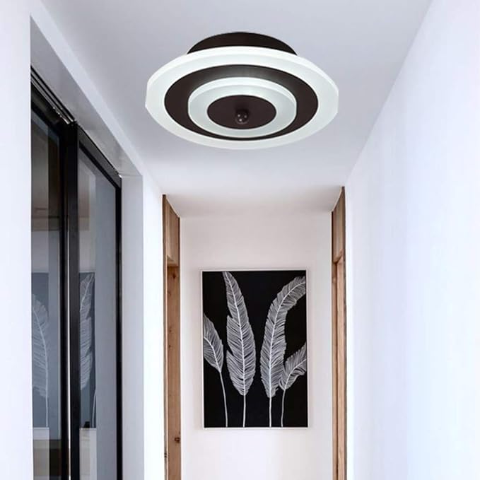 RUNNUP Acrylic Unique Minimalist Ceiling Lamp Minimalist Led Flush Mount Ceiling Light for Dining Hallway Living Kitchen Bedroom Room Kitchen Island Office,Brown-Round-Cool Light