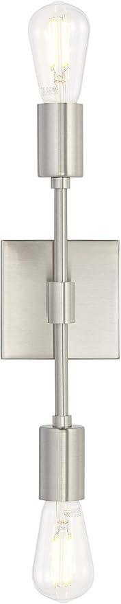 Linea di Liara Berbella 2-Light Brushed Nickel Bathroom Vanity Light Fixtures Modern Wall Sconces Lighting Fixture Wall Lights for Hallway and Bedroom Sconces with Two LED Bulbs Included, UL Listed