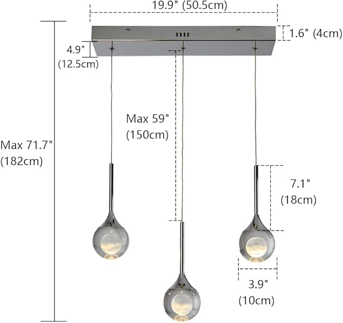 Sedelan 3 Lights Crystal Pendant Lights, LED Modern Moon Pendant Light Fixtures, Dimmable Chrome Pendant Lighting for Kitchen Island Bar Dining Room Living Room