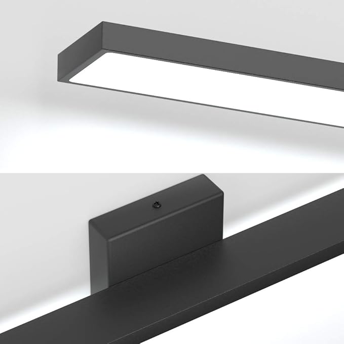 Ralbay 48inch Modern LED Black Vanity Light 46W Frosted Aluminum for Bathroom Vanity Lighting Fixtures Cool White 6000K