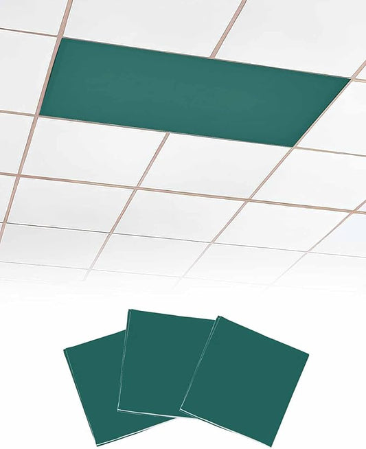 Magnetic Light Cover for Classroom Drop Ceiling,3 Pack 4x2 Ft Fluorescent Light Covers for Office Home Ceiling Light Emerald Green Solid Color Lampshade, Turquoise