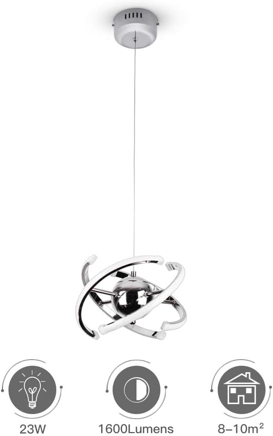 ELINKUME 23W LED Pendant Light, Modern Chandelier Ceiling Light Fixture, AC 220V 4000K Natural Light, Tube & Cord Adjustable
