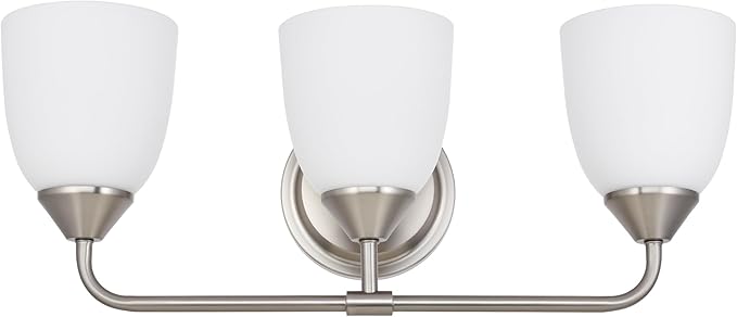 3-Light Traditional Bathroom Vanity Light Fixtures Over Mirror, Modern Vanity Lights for Living Room, Standard E26 Base, Brushed Nickel