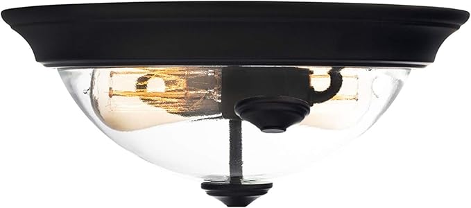 Prominence Home 13 Inch Elegant Flush Mount Indoor Ceiling Light, Clear Glass Lighting Fixture for Bedroom or Living Room, Madalyn, 51379-01, Bronze