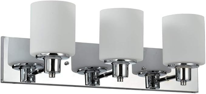 Design House Dane 3-Light Vanity Light, Polished Chrome Finish, Frosted Glass Shades, Dimmable, Bathroom Wall Fixture – Design House, 587478