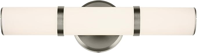 Kichler Rosh 18" LED Bathroom Vanity Light Fixture with White Glass in Brushed Nickel, Modern Minimalist Bath Bar for Mirror, Dimmable (18" W x 5" H), 55187NILED