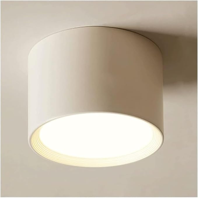 Round Ceiling Light Mid Century Modern Nordic Minimalist Downlight Small Close to Ceiling Lighting Fixture for Living Room Porch Balcony Aisle Corridor Home(White-12CM,Warm Light -3000k)