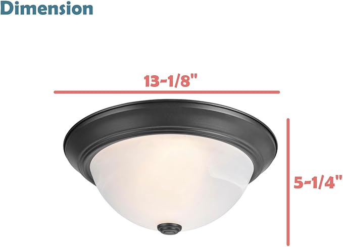 Aspen Creative 63014-2A, 2-Light Flush Mount Ceiling Light Fixture, Transitional Design in Dark Bronze Finish, White Alabaster Glass Diffuser, 13-1/8" Diameter