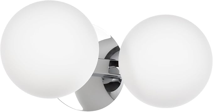 Bathroom Vanity Light Fixtures, Modern 2 Lights Globe Wall Sconce Lighting Chrome, Porch Wall Mount Light Fixture for Bathroom, Mirror Cabinets Hallway Stairs