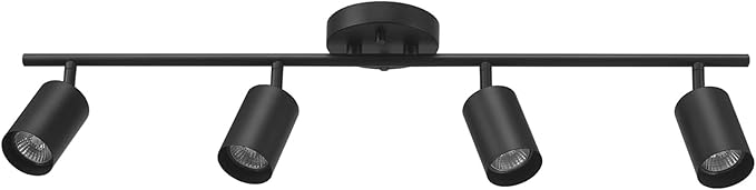 Globe Electric 64000012 30" 4-Light Track Lighting, Matte Black, Ceiling Light, Vintage, Kitchen Lights, Bulb Not Included