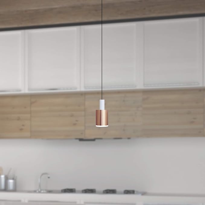 Virgo 1 Mini Pendant Lighting White-Copper - LED Hanging Light Fixture for Kitchen Island, Bar, Foyer - Cluster Pendants - Dimmable, Adjustable Wire, Lamp Bulb Included