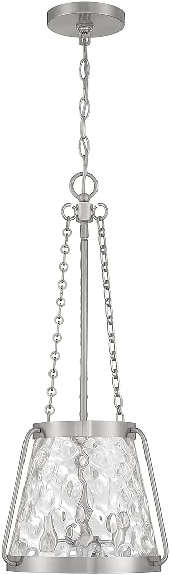 Savoy House 7-1803-3-SN Crawford Vintage Traditional Coastal Clear Water Glass Pendant, 3-Light 180 Total Watts, 26" H x 12" W, Satin Nickel