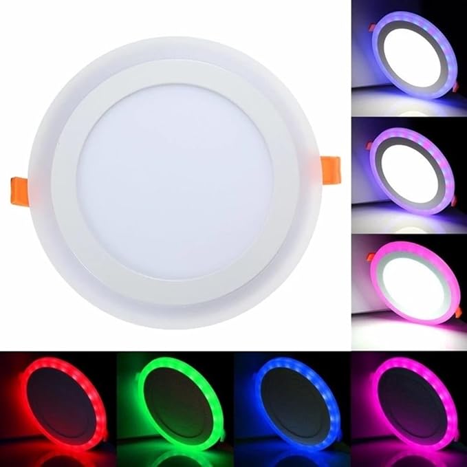 2-Pack Modern Round RGB LED Flush Mount Lighting Colors Changing 6/10/16/24W LED Downlight, Ceiling Light, RGB & White 5000K with Remote Control (24, watts)