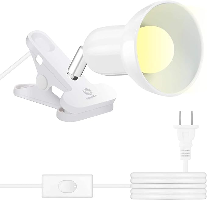 RONG&LAN LED Metal Clip On Light Clip on Lamp for Desk, 360° Adjustable Clamp Reading Light for Bed, Eye-Friendly Book Night Light for Desk Bed Table Dorm Room Bedroom Office Reading SUN-88 White