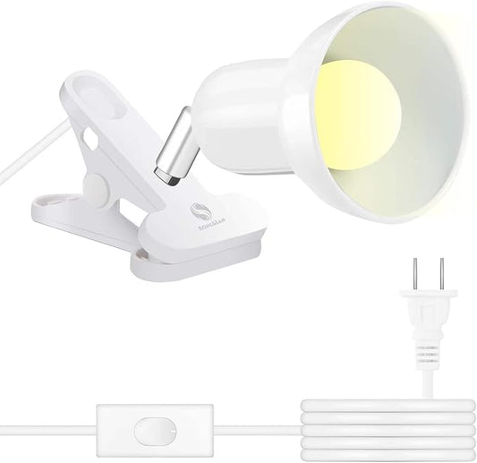 RONG&LAN LED Metal Clip On Light Clip on Lamp for Desk, 360° Adjustable Clamp Reading Light for Bed, Eye-Friendly Book Night Light for Desk Bed Table Dorm Room Bedroom Office Reading SUN-88 White