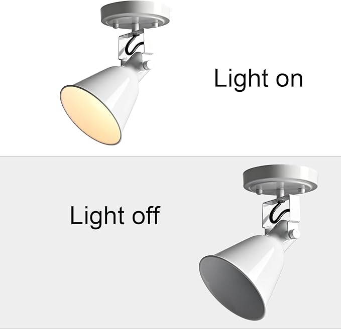 DIRYZON 1-Light Adjustable White Spotlight, Semi Flush Mount Ceiling Light Fixture Track Light for Bedroom, Kitchen, Hallway & Wall Art Display
