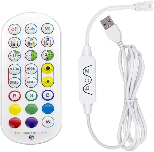 DC 5V USB WS2812B WS2811 WS2813 WS2815 1903 16703 LED Strip Controller for LED Module Pixel Strip Light, 1M/3.3FT 3pin JST Connector,Bluetooth/Music APP/3Key Remote Control (USB(2.4G))