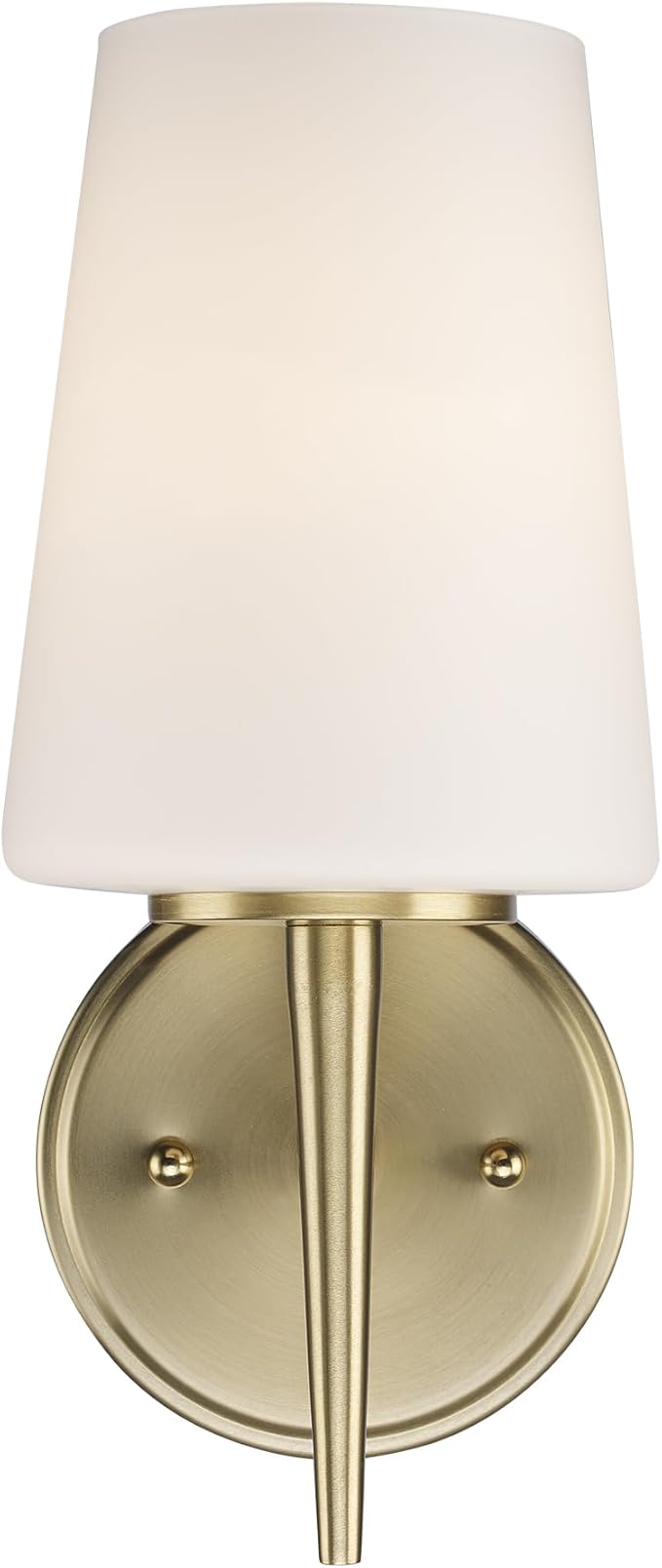 Montgomery 1-Light Wall Sconce | Brushed Gold Finish with White Frosted Glass Shade | Vertical Mounted Indoor/Outdoor Sconces | Uses E26 Base Bulb (Gold, Sconce)