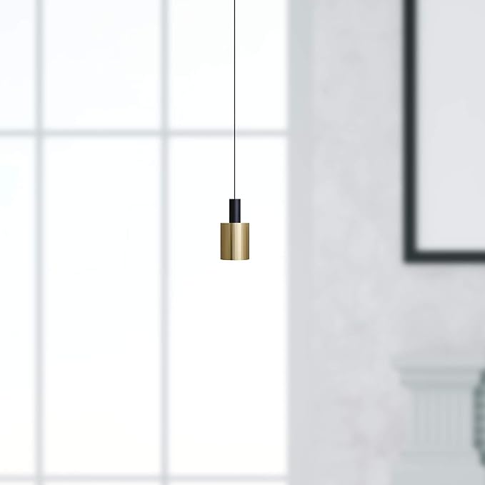 Virgo 1 Mini Pendant Lighting Black-Brass - LED Hanging Light Fixture for Kitchen Island, Bar, Foyer - Cluster Pendants - Dimmable, Adjustable Wire, Lamp Bulb Included