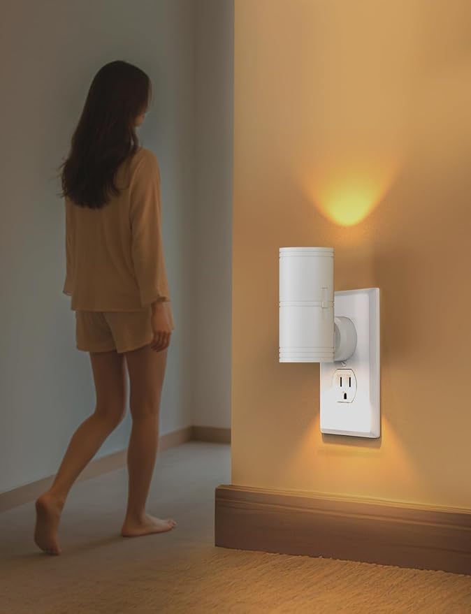 Likelgn Night Light Plug into Wall, 2 Pack Dimmable LED Nightlight with Dusk to Dawn Sensor, Soft White Glow, for Hallway, Bathroom, Bedroom, White
