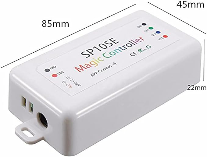 RGBZONE SP105E Bluetooth LED Controller, Smart APP Control, Music Sync for WS2811 WS2812B WS2815 WS2813 WS2801 SK6812 WS2815 SK9822 APA102 etc LED Strip Pixel Fairy String Module Panel Light
