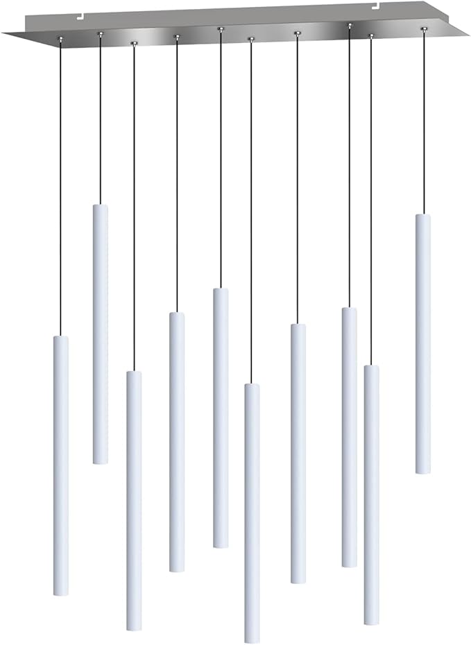 CANALIS 10 Mini Pendant Lighting White - LED Hanging Light Fixture for Kitchen Island, Bar, Foyer - Cluster Pendants - Dimmable, Adjustable Wire, Lamp Bulb Included