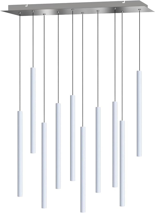CANALIS 10 Mini Pendant Lighting White - LED Hanging Light Fixture for Kitchen Island, Bar, Foyer - Cluster Pendants - Dimmable, Adjustable Wire, Lamp Bulb Included
