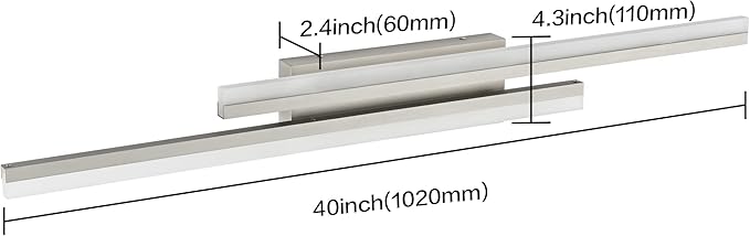 PRESDE 40" LED Bathroom Vanity Light, Modern Brushed Nickel Wall Bar Fixture Over Mirror Dimmable