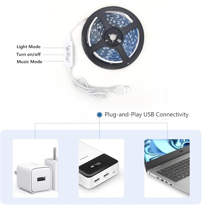 DC 5V USB WS2812B WS2811 WS2813 WS2815 1903 16703 LED Strip Controller for LED Module Pixel Strip Light, 1M/3.3FT 3pin JST Connector,Bluetooth/Music APP/3Key Remote Control (USB(2.4G))