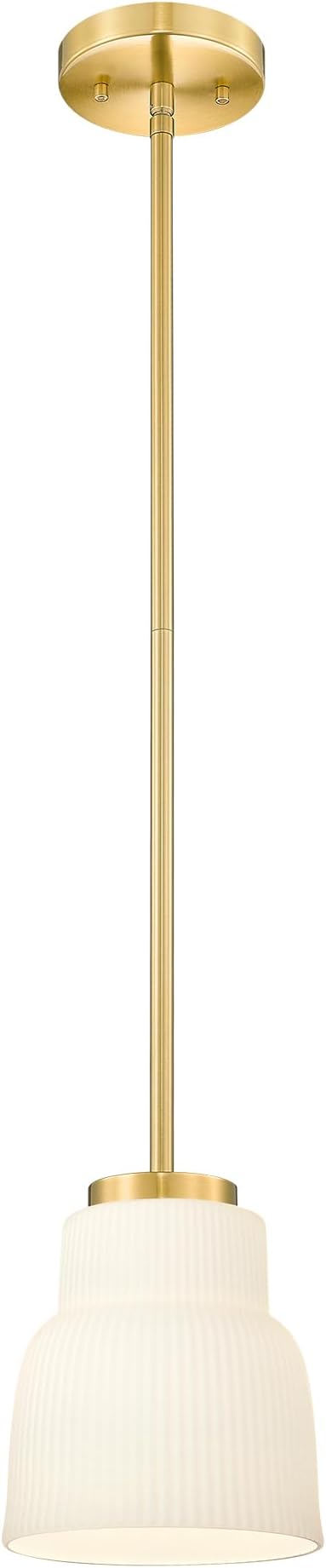 FEMILA Brushed Gold Pendant Light with Milk Glass Shade, Modern Hanging Light Fixture for Kitchen Island, Dining Room, Bar, E26 Socket, Adjustable Height, 4FYD87MIL BG