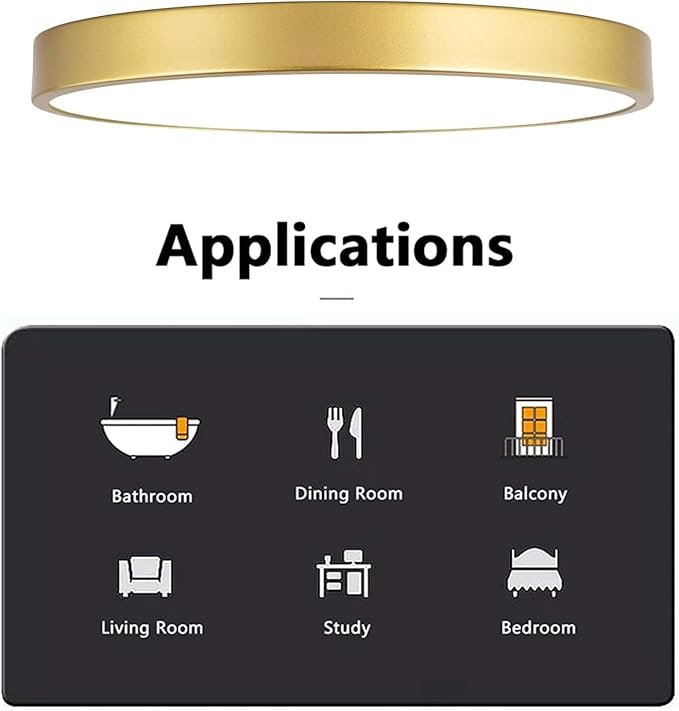 2 Pack Gold Flush Mount Ceiling Light, 12 Inch Metal Modern Round Gold Light Fixtures - 3 Colors, 3000K-5000K LED, 20W Low Profile Ceiling Lighting for Bedroom, Living Room, Hallway