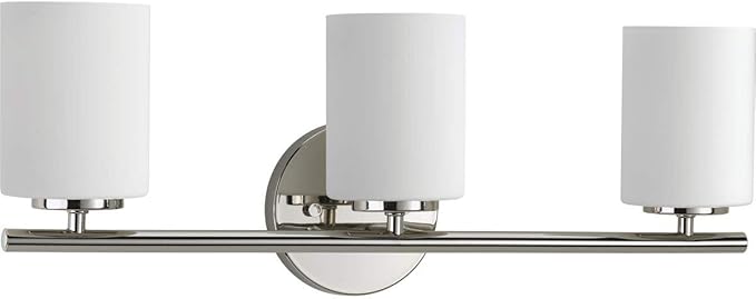 Progress Lighting 3-Light Etched Glass Modern Bath Vanity Light, Replay Collection , Indoor, P2159-104, Polished Nickel