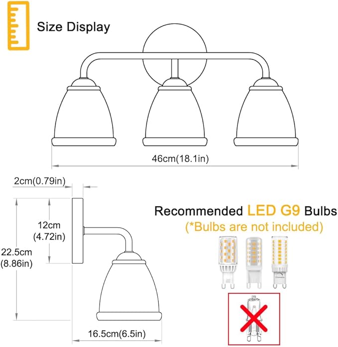 Vintage Batheoom Vanity Light, Brushed Nickel Vanity Lighting, Elegant 3-Light Bathroom Light with Flower Glass Shade, Lighting Fixture over Mirror, Wall Sconce Lighting for Bedroom Living Room