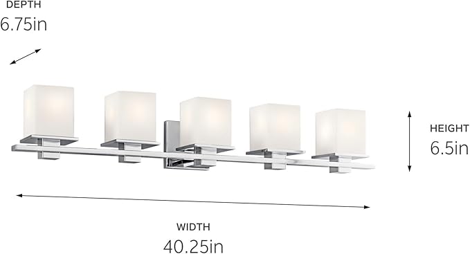 Kichler Tully 40.25" 5 Light Vanity Light with Satin Etched Cased Opal Glass Chrome