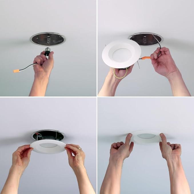 Halo LT 5 in / 6 in Integrated LED Recessed Ceiling Light Trim 600 Lumens 2700K Warm White 90 CRI Title 20 Compliant Wet Location Listed Retrofit Downlight
