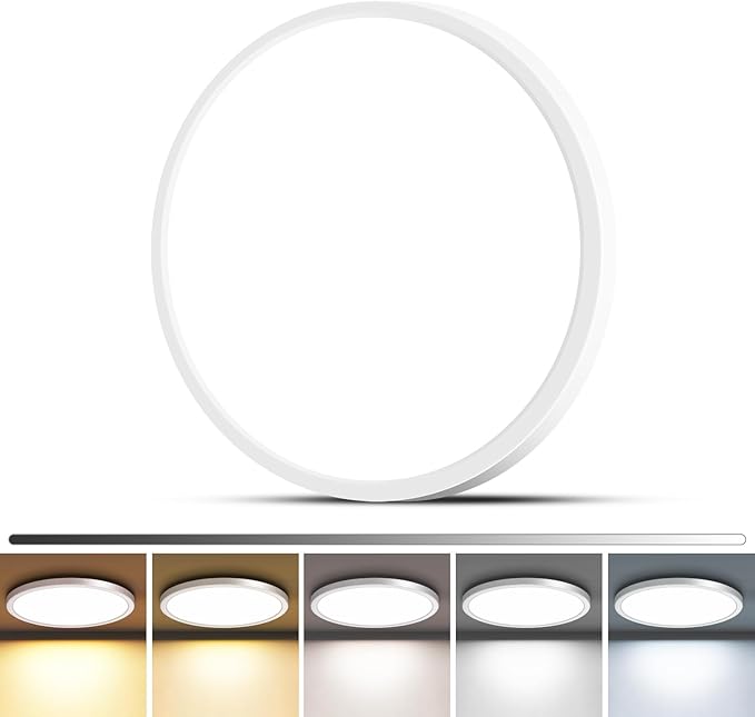 zemty 1Pack LED Flush Mount Ceiling Light, 9Inch 18W Dimmable Ceiling Lights Fixture, 5 Color Temperatures (3000K-6500K) White Round Ceiling Lamp for Bedroom, Kitchen, Hallway,Bathroom