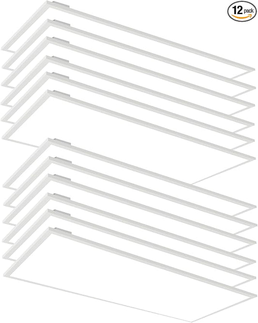 12PCS 2x4 LED Flat Panel Light Drop Ceiling Office Shop Fixture, 7800LM 5000K Recessed Edge-Lit Troffer Fixture, Dimmable 0-10V LED Drop Ceiling Light for Commercial Office, ETL Listed