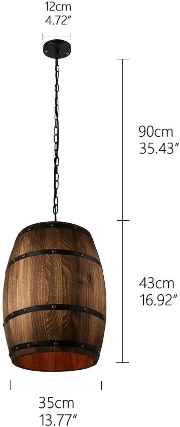 Newrays Antique Wood Wine Barrel Pendant Lamp Hanging Rustic Unique Kitchen Bar Ceiling Lamp Light Fixtures (M)