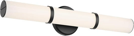 Kichler Rosh 24.25" LED Bathroom Vanity Light Fixture with White Glass in Black, Modern Minimalist Bath Bar for Mirror, Dimmable 5 CCT Selectable (24.25" W x 5" H), 55188BKLED