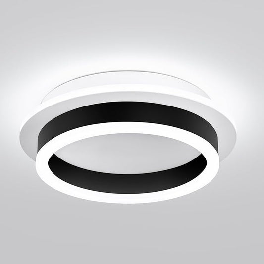 Round Modern LED Flush Mount Ceiling Lamp, 24W LED Light Fixture, Black Small Hallway Ceiling Light for Dining Room, Bedroom, Kitchen, Bathroom, Entryway Lighting (Cool White, 6000K)