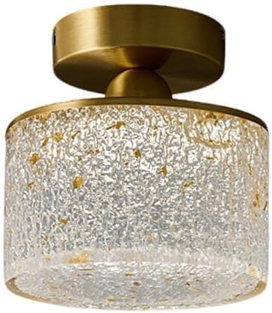 KISAD Nordic Bedroom Semi Flush Mount Ceiling Light Fixtures Modern Minimalist Hallway LED Close to Ceiling Lamp for Entryway Balcony(Gold Leaf,Cylindrical)