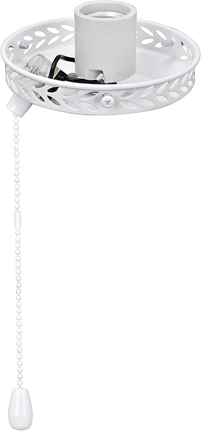 Aspen Creative 22001-21, One-Light Ceiling Fan Fitter Light Kit with Pull Chain, Painted White