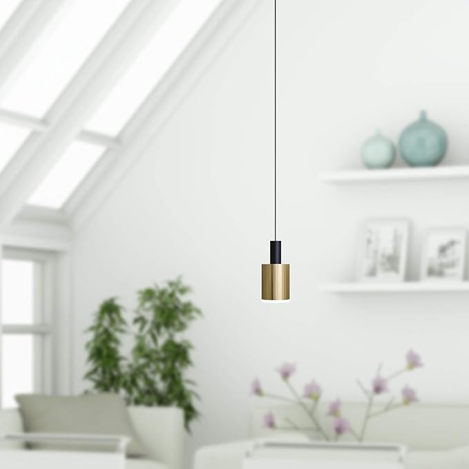 Virgo 1 Mini Pendant Lighting Black-Brass - LED Hanging Light Fixture for Kitchen Island, Bar, Foyer - Cluster Pendants - Dimmable, Adjustable Wire, Lamp Bulb Included