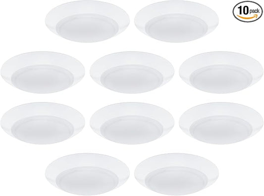 WAC Lighting Disc 6in LED Round Flush Mount with Recessed Retrofit Kit 5-CCT Selectable 2700K-3000K-3500K-4000K-5000K 15W 950 Lumens in White (Pack of 10)