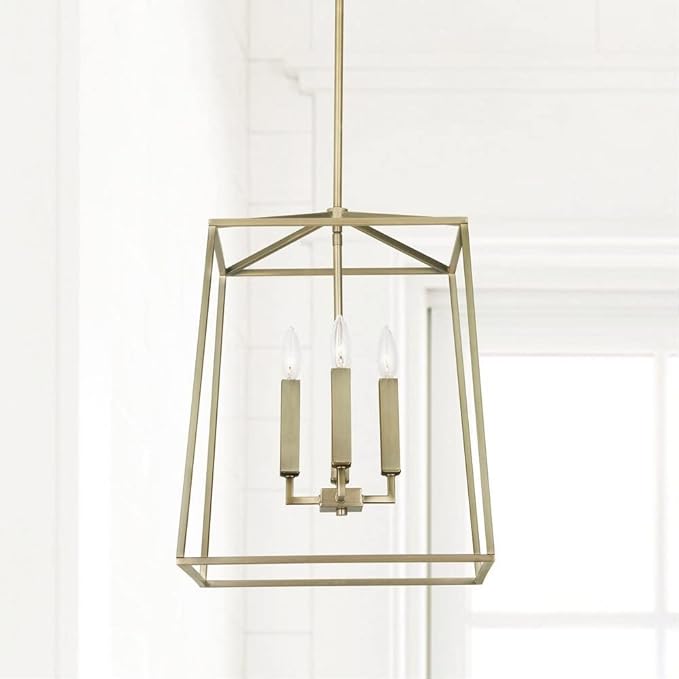 Capital Lighting 537642PN Thea Lantern Foyer Pendant, 4-Light 240 Total Watts, 20" H x 16" W, Polished Nickel