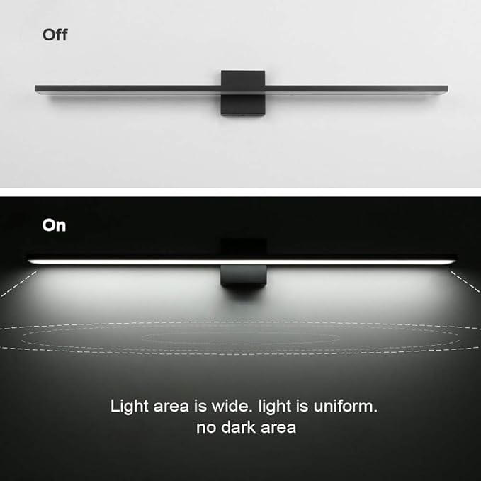Ralbay 40inch Modern LED Black Vanity Light 36W Frosted Aluminum for Bathroom Vanity Lighting Fixtures Cool White 6000K