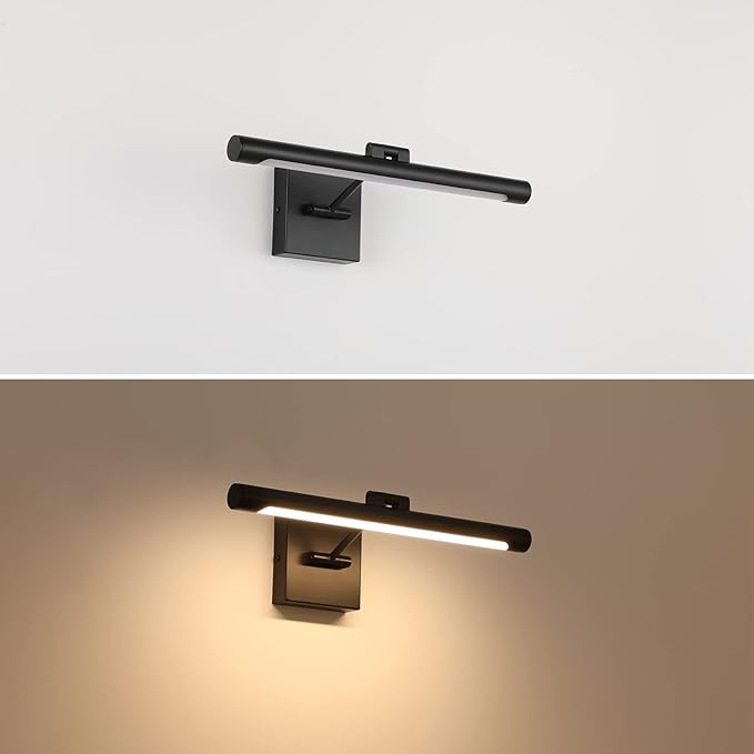 Joosenhouse LED Picture Light Fixtures 16.53" Inches Long Modern Black Wall Lamps with Rotatable Lighting Tube Picture Frame Lights for Paintings 7W(50W Eqv.) Hardwired Connection 3000K