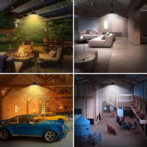2 Pack Solar Shed Light Outdoor Indoor, Solar Powered Pendant Light with Remote 3000K/4000K/6000K, IP65 Waterproof for Garden, Patio, Balcony, Barn, Shed, Chicken Coop, Gazebo